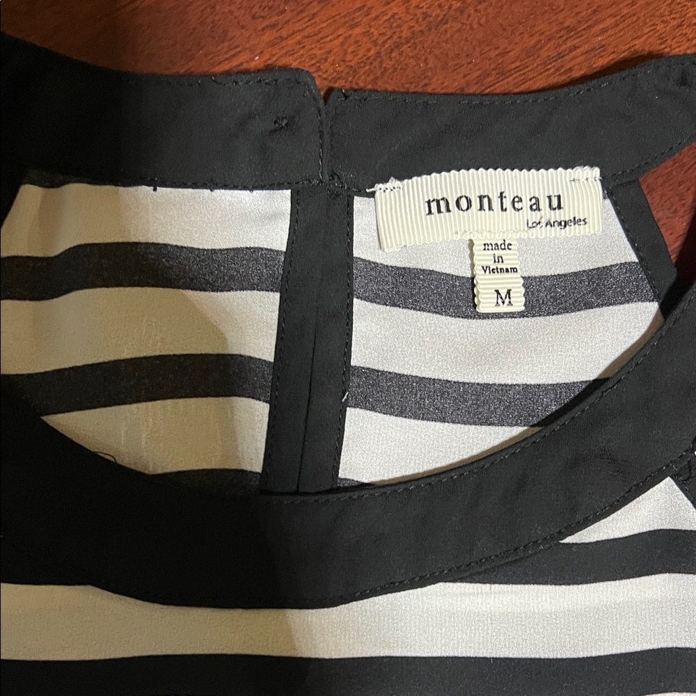 Monteau Black and White Striped Blouse